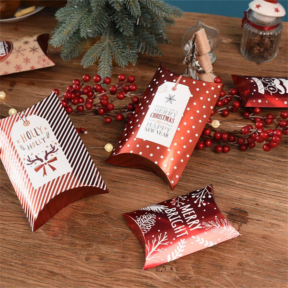 Hộp Đựng Kẹo Hình Gối Màu Đỏ Dùng Trang Trí Tiệc Giáng Sinh Năm Mới