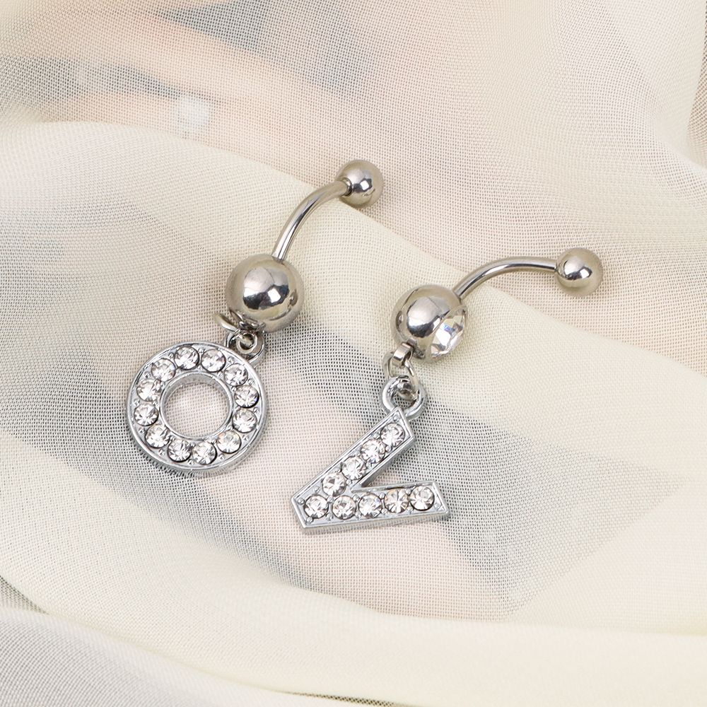 Khuyên rốn bằng thép không gỉ hình 26 kí tự chữ cái thời trang tùy chọn