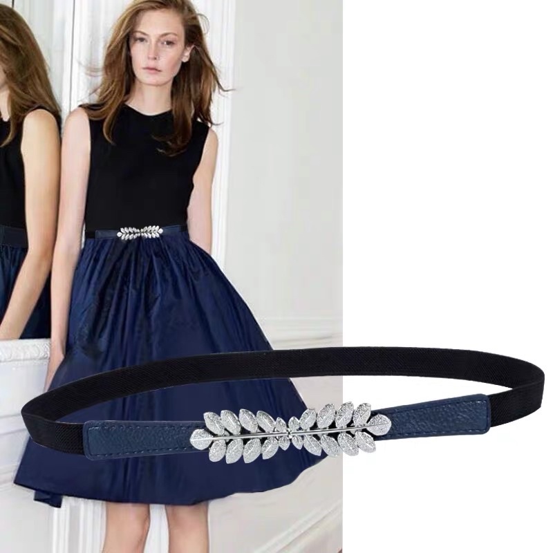 Thắt lưng váy mặt Lá Đv015 sang chảnh - Đai váy áo đầm mặt vàng tiểu thư phối da Meo shop