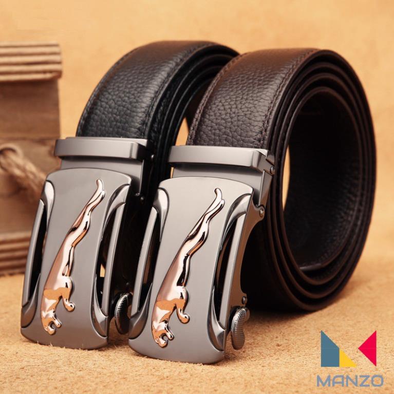 Dây nịt- Thắt lưng da nam Jeep khóa tự đông, mặt Báo Vàng Manzo 205- BH 1 năm ⚡