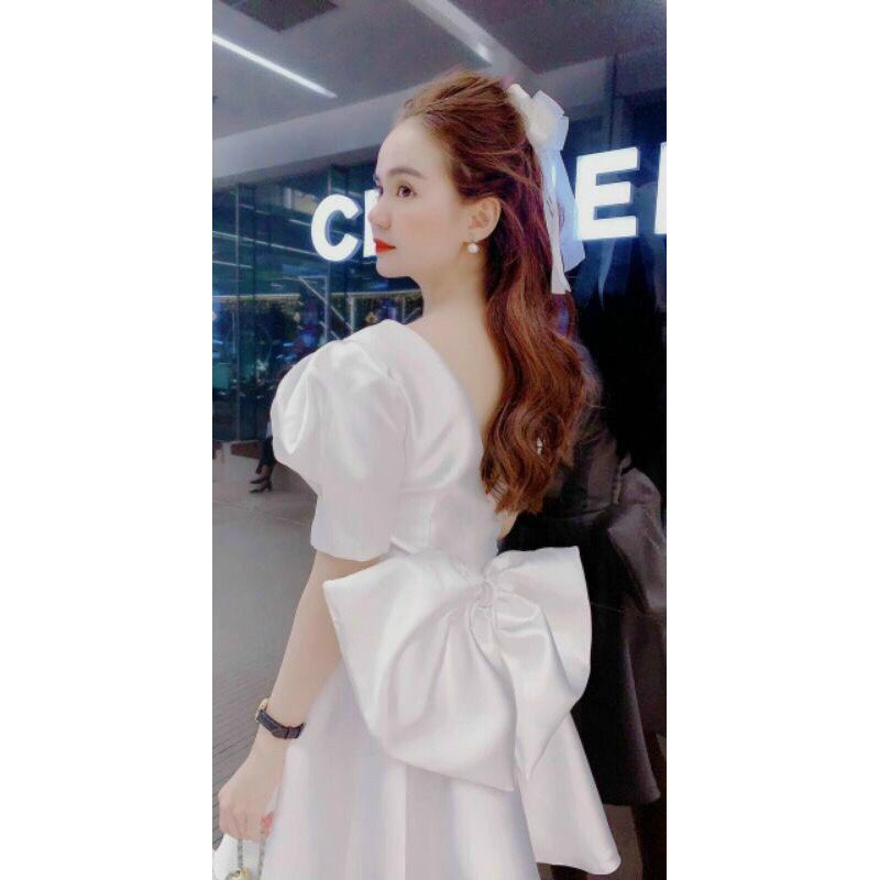 Đầm tay phồng có nơ cột sau lưng fashionzero - 75057