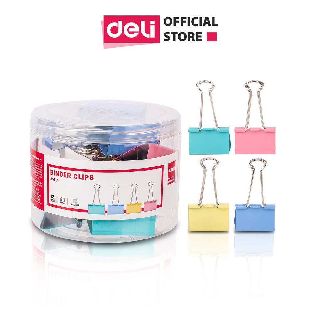[Chính hãng Deli] Kẹp bướm màu deli 51mm E8551A 12cái/hộp đủ màu sắc