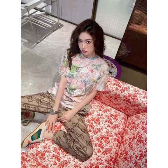 Áo thun nữ tay ngắn hoạ tiết hổ và cây cỏ thương hiệu Gucci GC cao cấp New