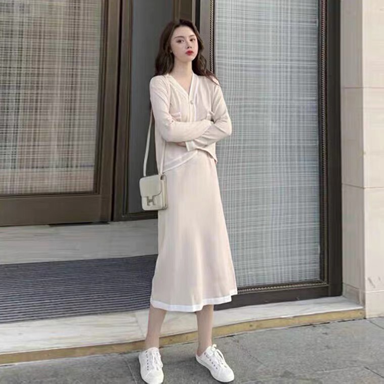 Bộ đầm dệt kim thanh lịch xinh xắn thời trang dành cho nữ