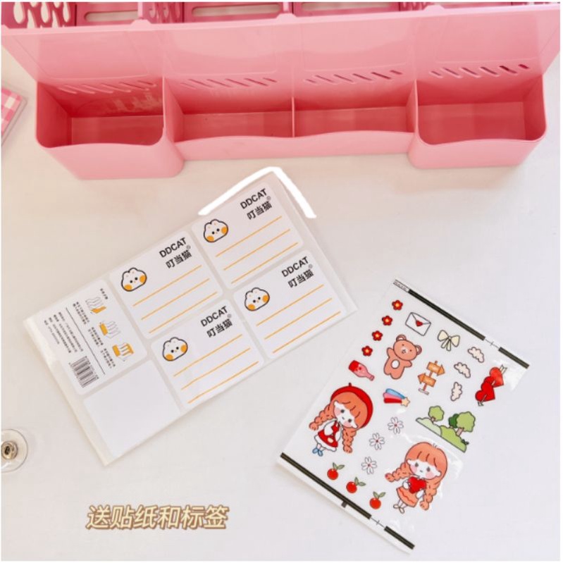Kệ để sách 8 ngăn trang trí bàn học sinh giá rẻ kèm ống cắm bút đựng đồ dùng học tập quà tặng xinh ý nghĩa