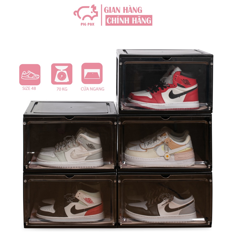 Hộp Đựng Giày Nhựa Cứng Cửa Ngang Có Nam Châm PIG POX Sneaker Box V1 - Loại cao cấp bền bỉ