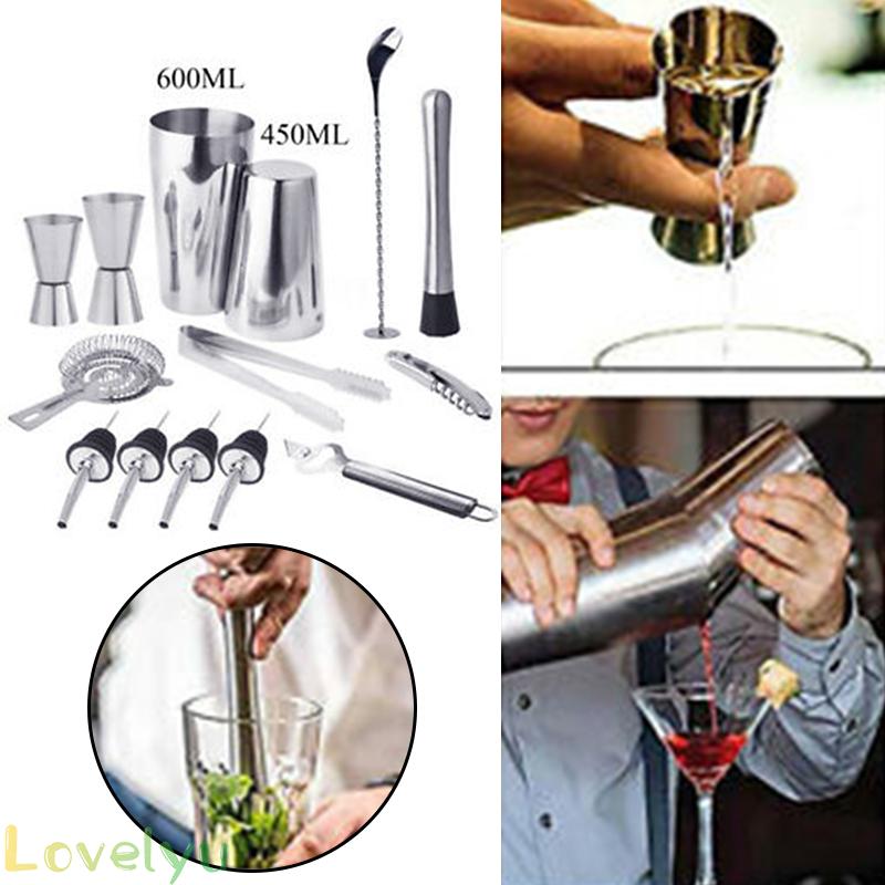 14Pcs/Set Drink Wine Liquor Shaker Mixer Maker Anti-rust Bartender Bar Tool Kit High quality stainless refined, durable, easy to clean and care