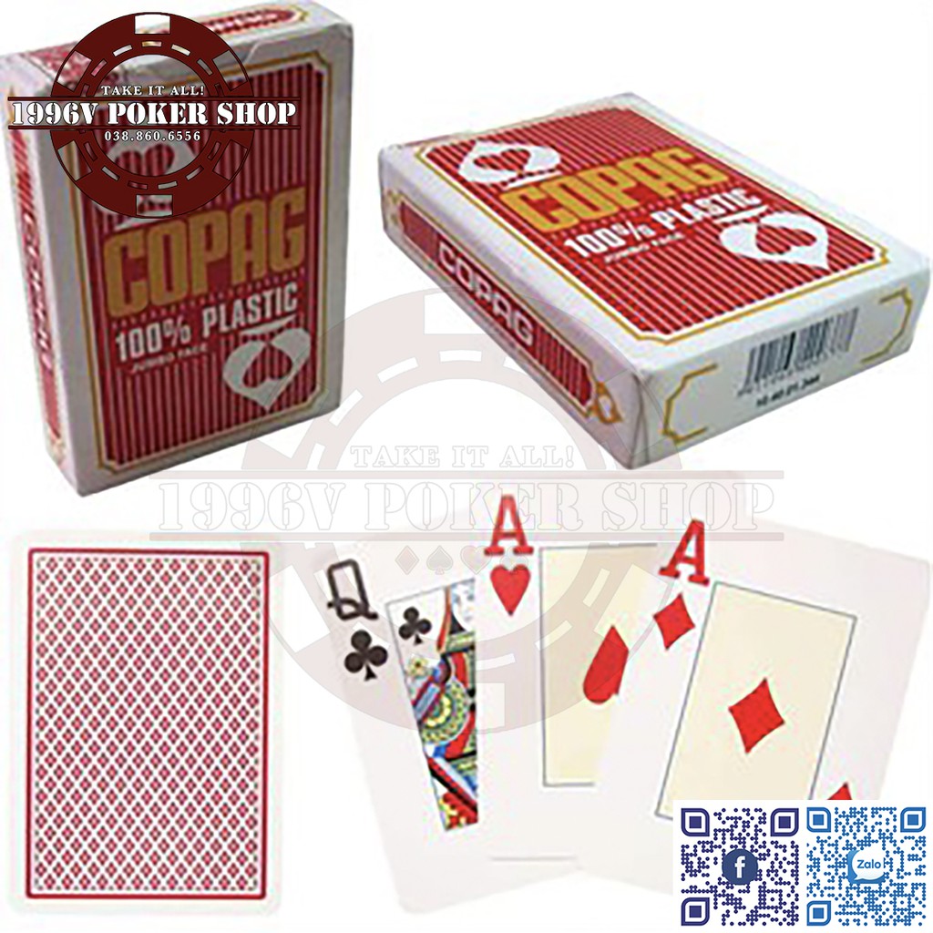 Bài tây nhựa bridge size, bài poker Copag Plastic Card số to Jumbo chống nước - 1996V Poker Shop