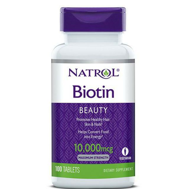 Viên uống hỗ trợ Mọc Tóc, giúp Móng Khỏe Natrol Biotin 10000 mcg (Mẫu mới) 💚💚💚