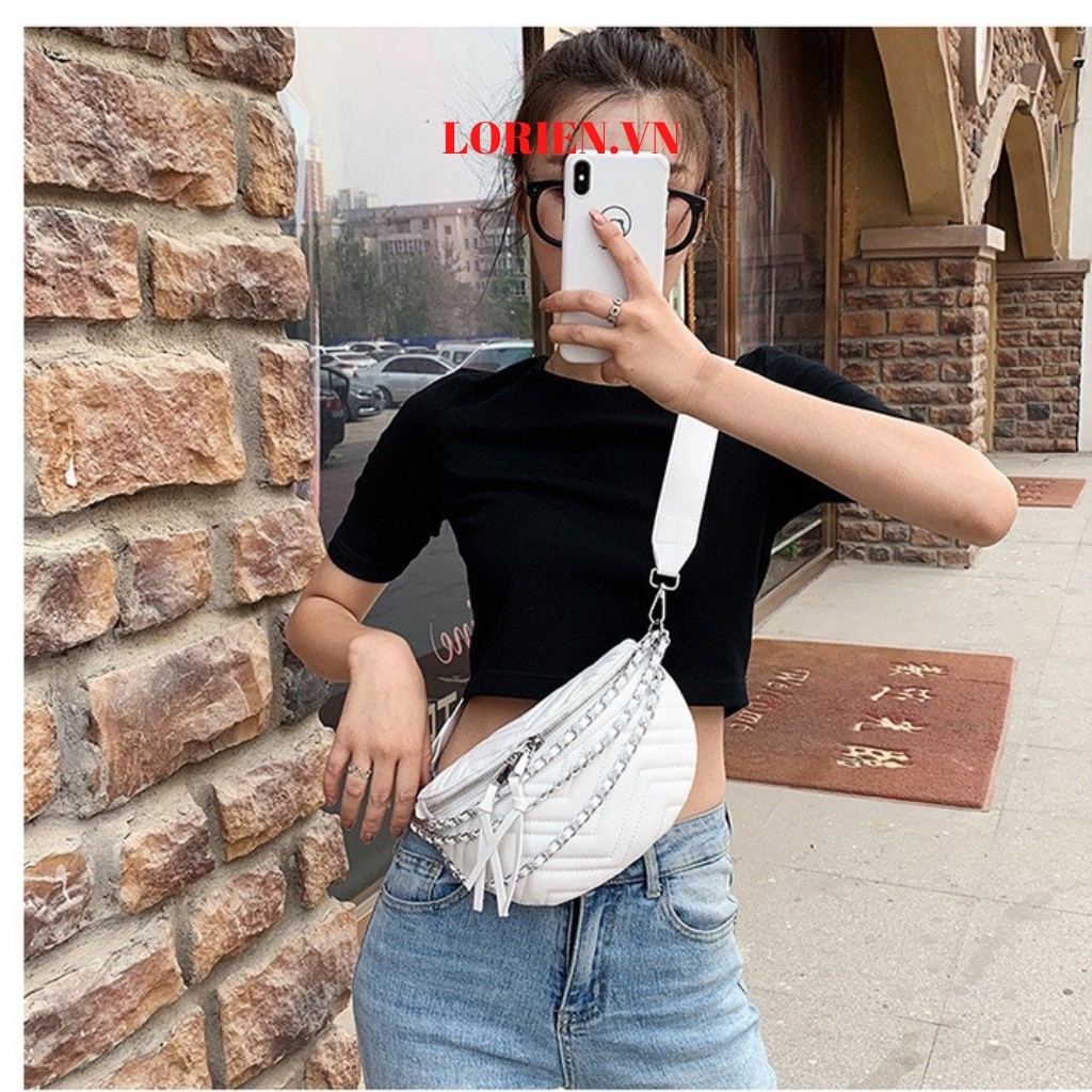 Túi bao tử nữ da cao cấp cực đẹp siêu cá tính LORIEN túi đeo chéo phong cách Hàn Quốc đi chơi siêu đẹp chất da cực chất | BigBuy360 - bigbuy360.vn