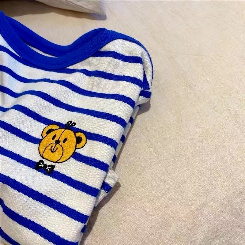 Áo kẻ sọc họa tiết hoạt hình cho bé