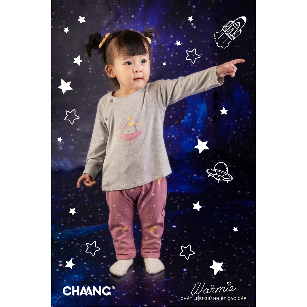 [Chính Hãng] Bộ dài tay cúc chéo trẻ em cao cấp họa tiết cosmos Chaang
