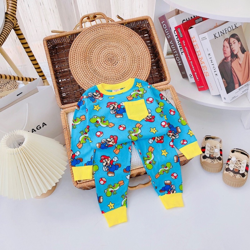 Bộ tay dài xuất dư nằm điều hoà cho bé trai bé gái