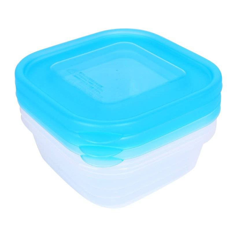 Bộ 3 hộp thực phẩm lò vi sóng Nakaya 380ml xanh dương hàng Nhật - Larva Store