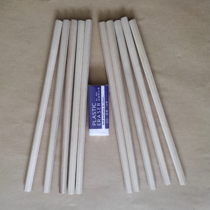 10 Bút chì lục giác HB không sơn an toàn cho bé tặng kèm Tẩy lớn