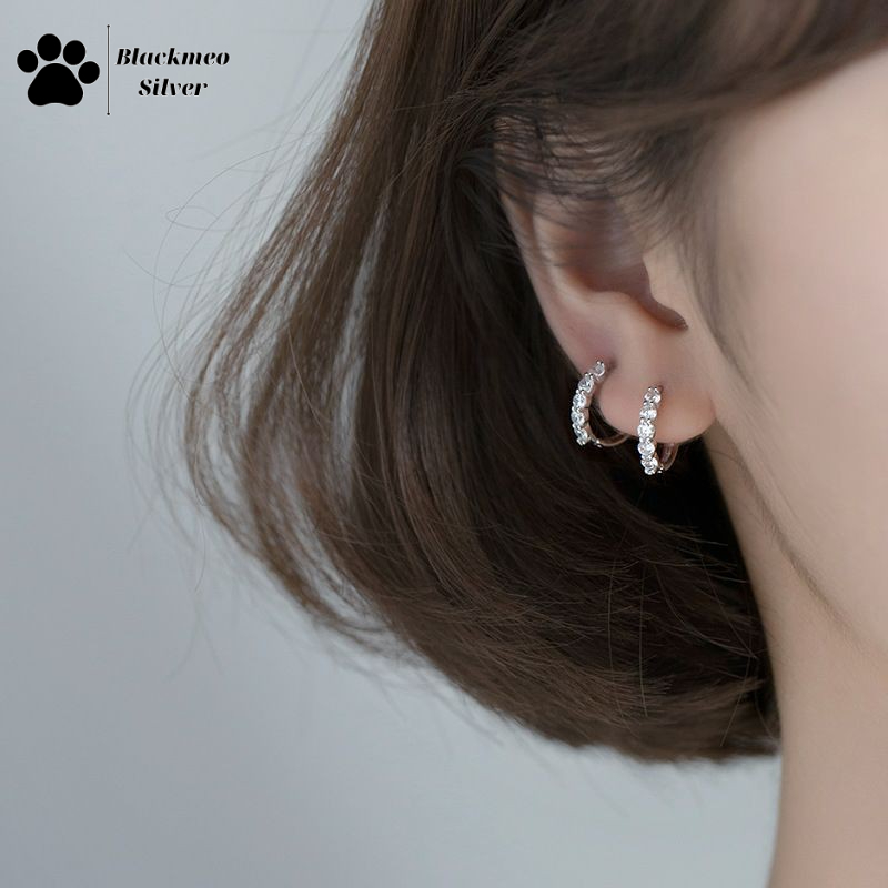 Bông tai đính đá pha lê nhân tạo bạc S925+ Cam kết 100% bạc S925