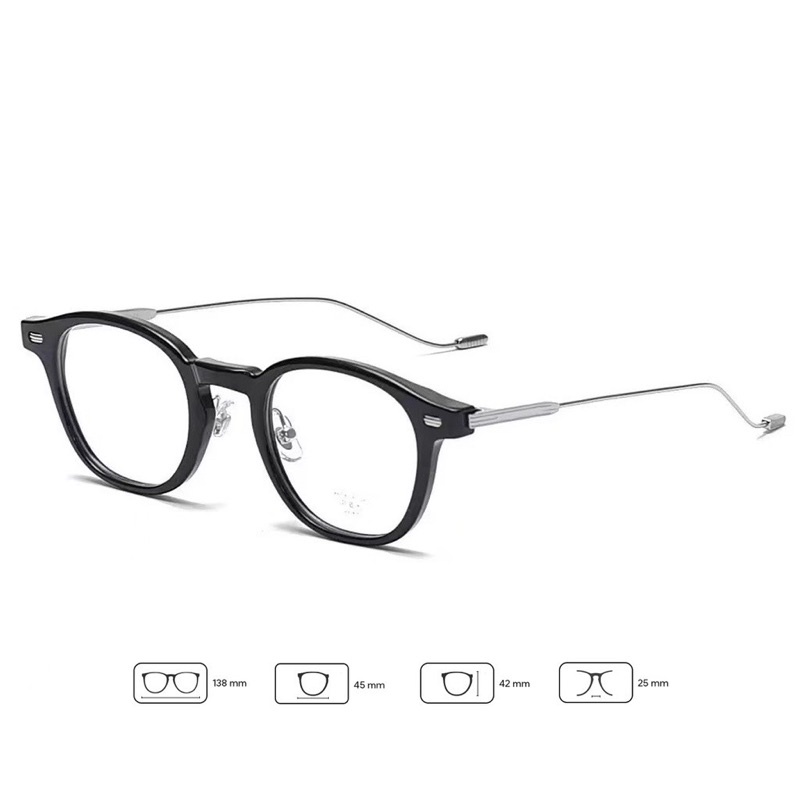 Gọng kính cận Eddy nam nữ mắt tròn chất liệu titan cao cấp T22004 Jolie eyewear