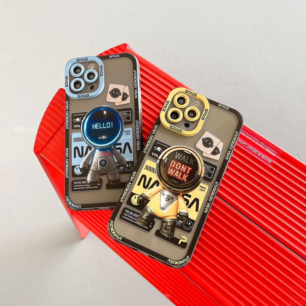 Cute Astronaut Transparent Jane Cool flash drill Compatible for iphone 13 12 11 pro max x xr xsmax 7/8plus TPU phone case cover