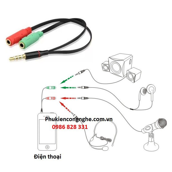 jack gộp tai nghe - mic 3.5 - jack chia tai nghe và Mic