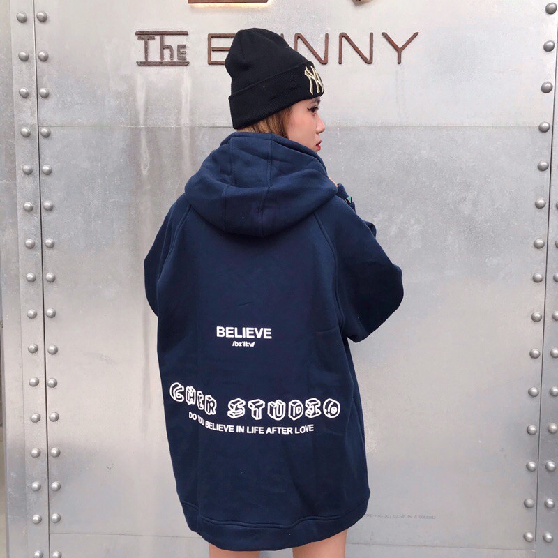 hoodie zip basic xanh navy