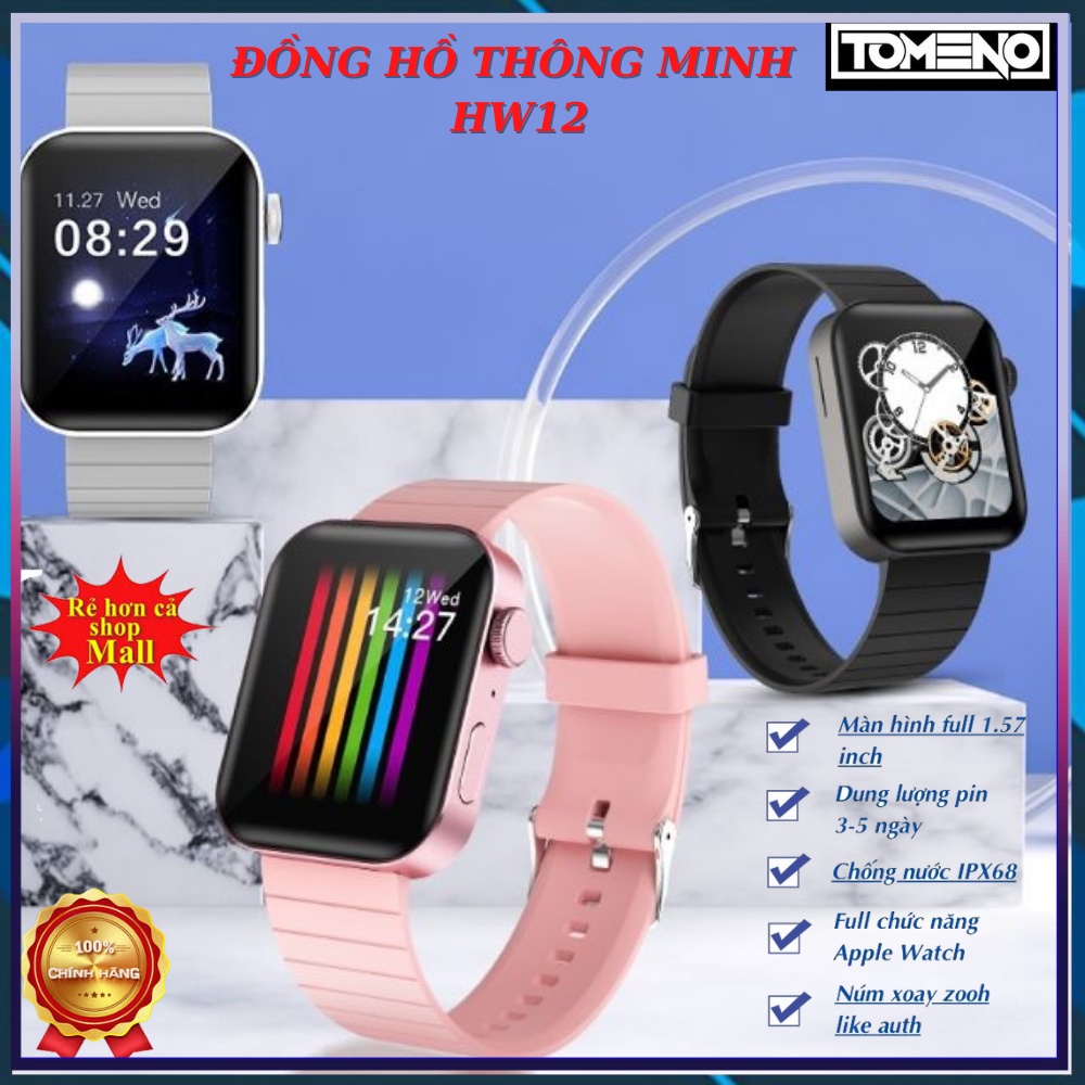 Đồng Hồ Thông Minh HW16 - hw12 có Tiếng Việt , Nghe Gọi, Thay Hình Nền, cảm ứng siêu mượt - bảo hành 12 tháng  tomeno