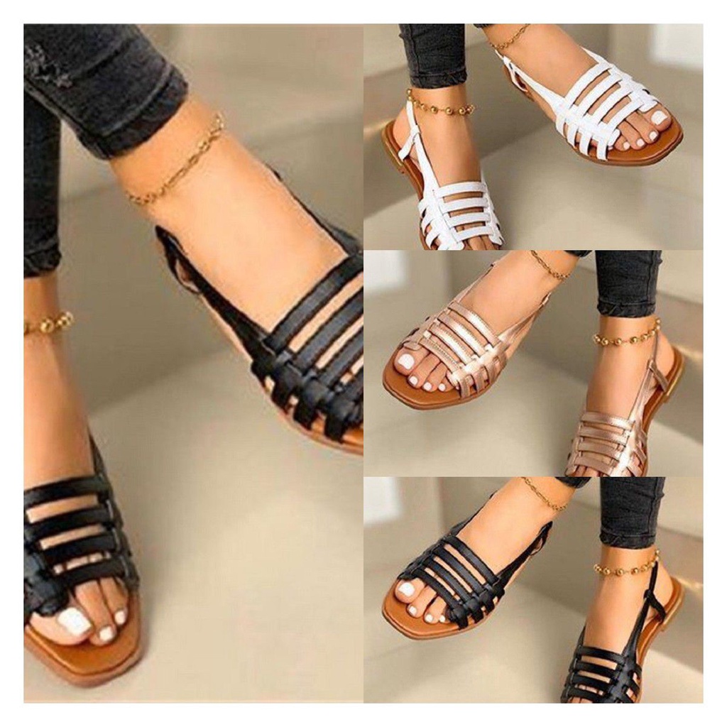 Sandal Nữ Đế Bệt Hở Ngón Quai Ngang Mắt Cá Chân Chống Trượt Màu Trơn Thời Trang Mùa Hè Hàng Mới Dành Cho Bạn Nữ 2022