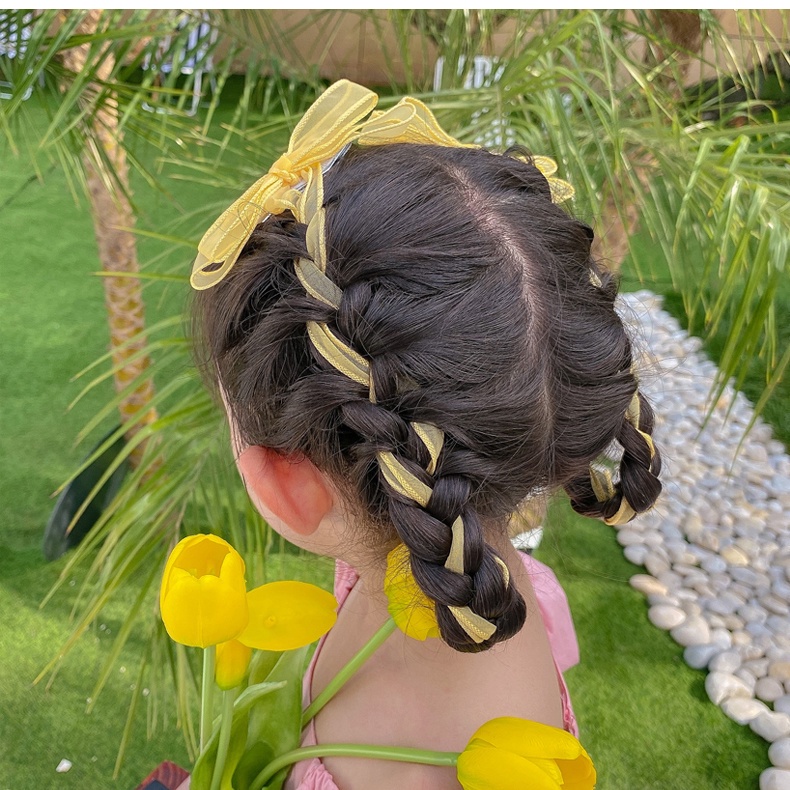 Set 5 Dây Cột Tóc Đính Nơ Ruy Băng Dễ Thương Dành Cho Bé Gái