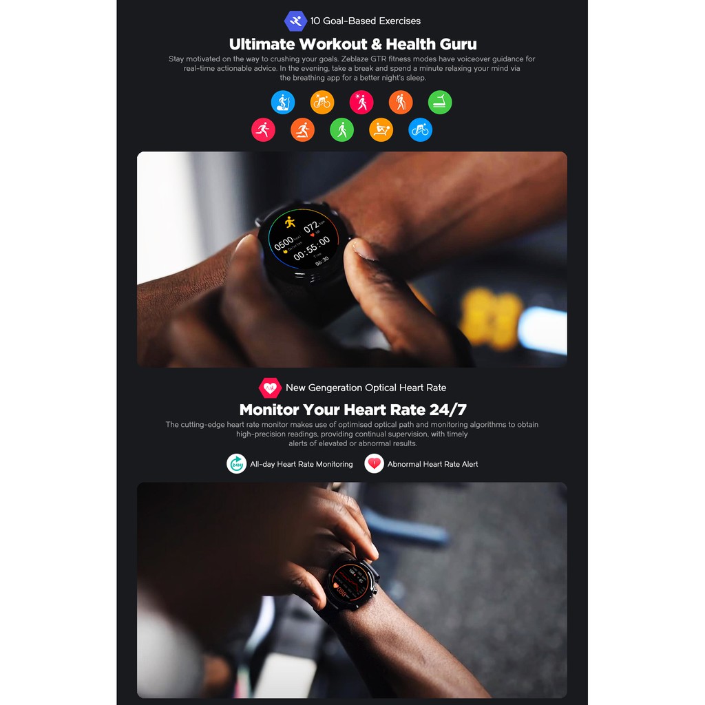 Đồng hồ đeo tay thông minh Zeblaze Gtr 10 theo dõi sức khỏe hiệu quả đa năng cao cấp | BigBuy360 - bigbuy360.vn