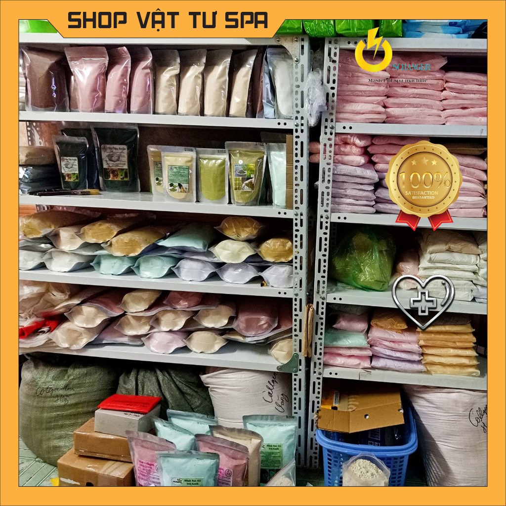 Bột mặt nạ spa 1kg collagen, hoa hồng, trà xanh, cam thảo, cám gạo, ngọc trai, sữa non, cá hồi, DNA, than tre, thải chỉ