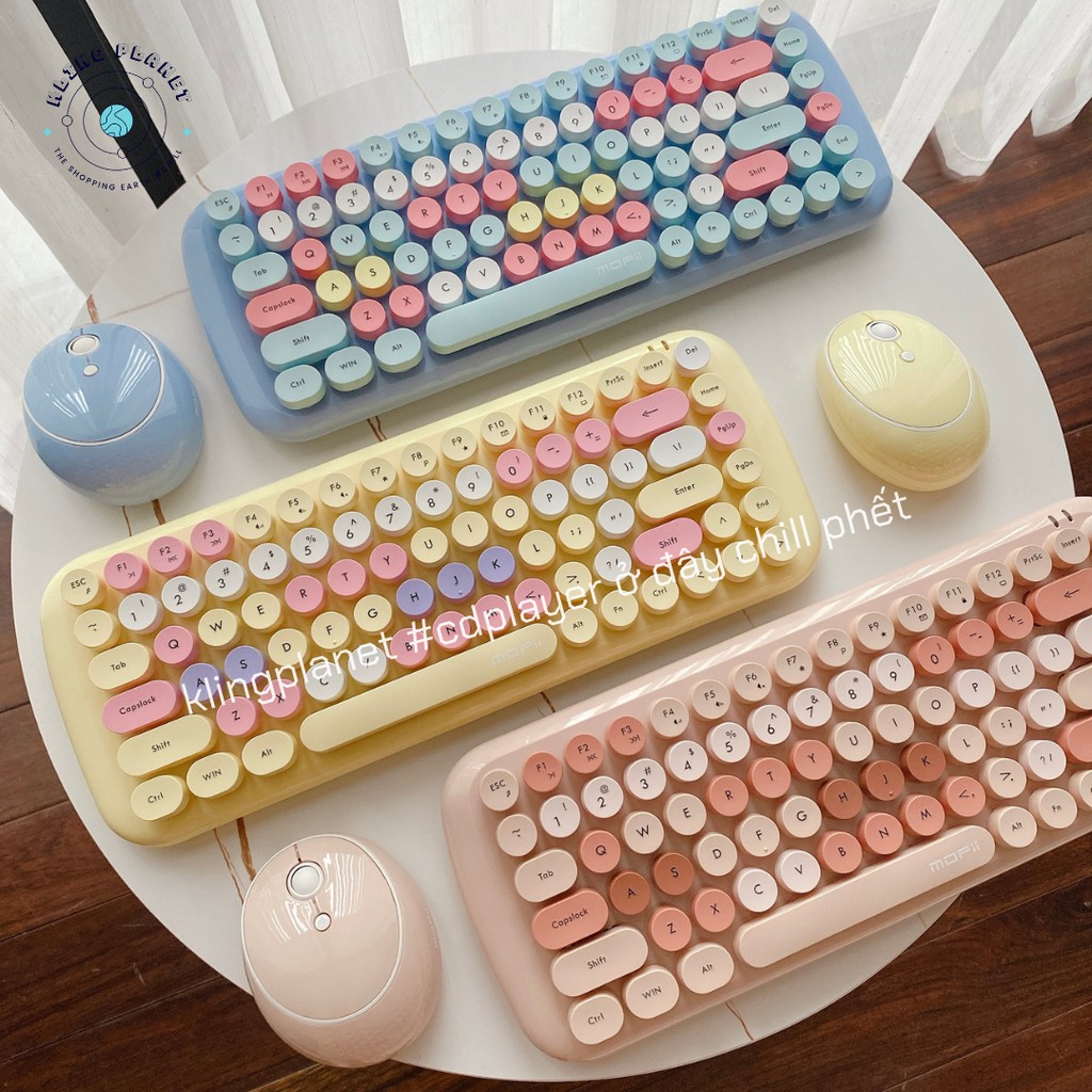 [Tặng chổi + Pin + Stickers] Bộ Bàn phím + chuột KHÔNG DÂY MOFII MIX MÀU ngọt ngào, nhiều mẫu hót hít 34.5cm