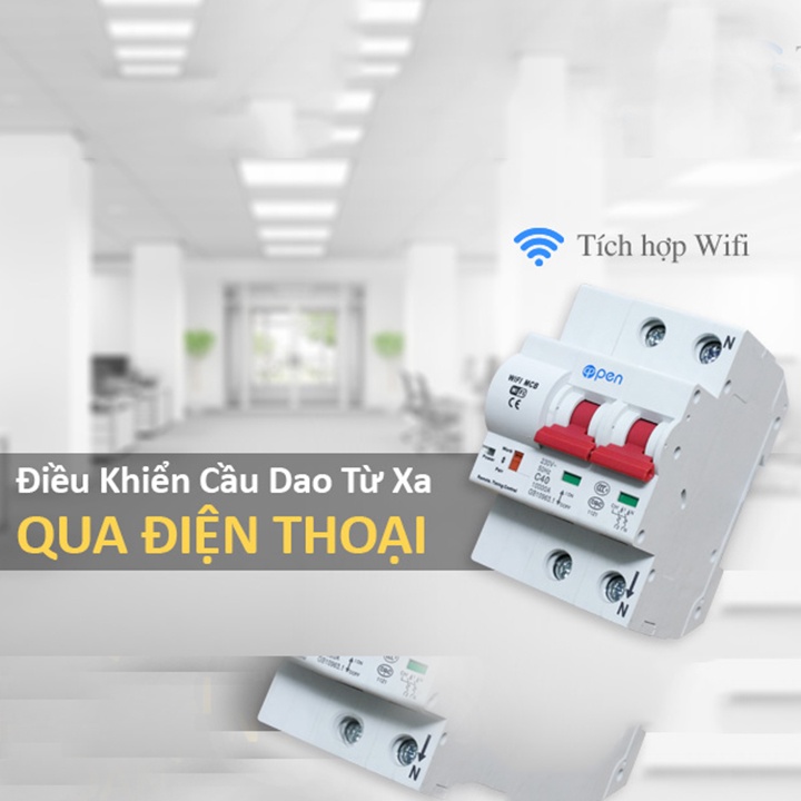 Aptomat Wifi/Zigbee Thông Minh Tuya  - Át tổng - Cầu Dao Tổng Thông Minh Wifi /Zigbee hệ Tuya/Smart Life Công Suất 63A