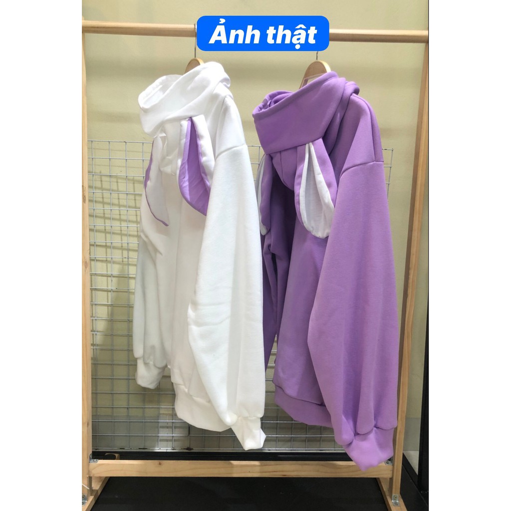 ÁO HOODIE TAI THỎ Nỉ Ngoại Tím Trắng - ÁO NỈ MŨ TAI CUTE CHẤT ĐẸP FORM RỘNG | BigBuy360 - bigbuy360.vn