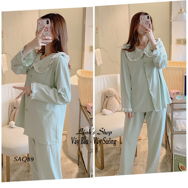 Bộ Dài Tay Sau Sinh Ở Cữ Cho Bé Bú-SAQ216