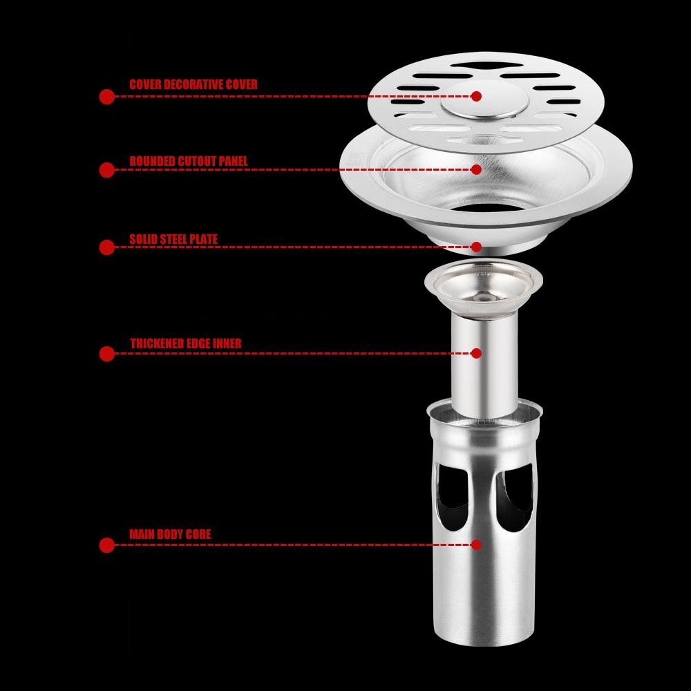 Nắp Đậy Cống Thoát Nước Sàn Nhà Tắm/Bồn Rửa Chén Bằng Thép Không Gỉ Hình Tròn Khử Mùi Chống Tắc Nghẽn Cho Nhà Bếp Nhà Tắm