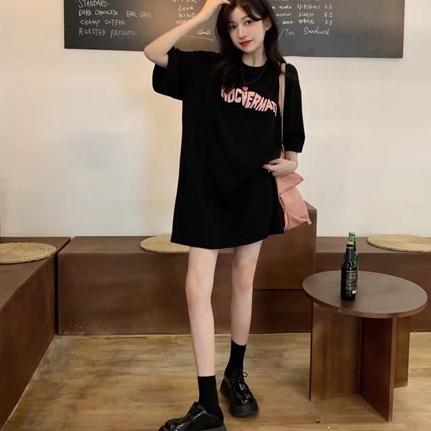 Bộ Áo Thun Tay Ngắn/ Chân Váy/ Dây Cột Tóc Thời Trang Dành Cho Nữ