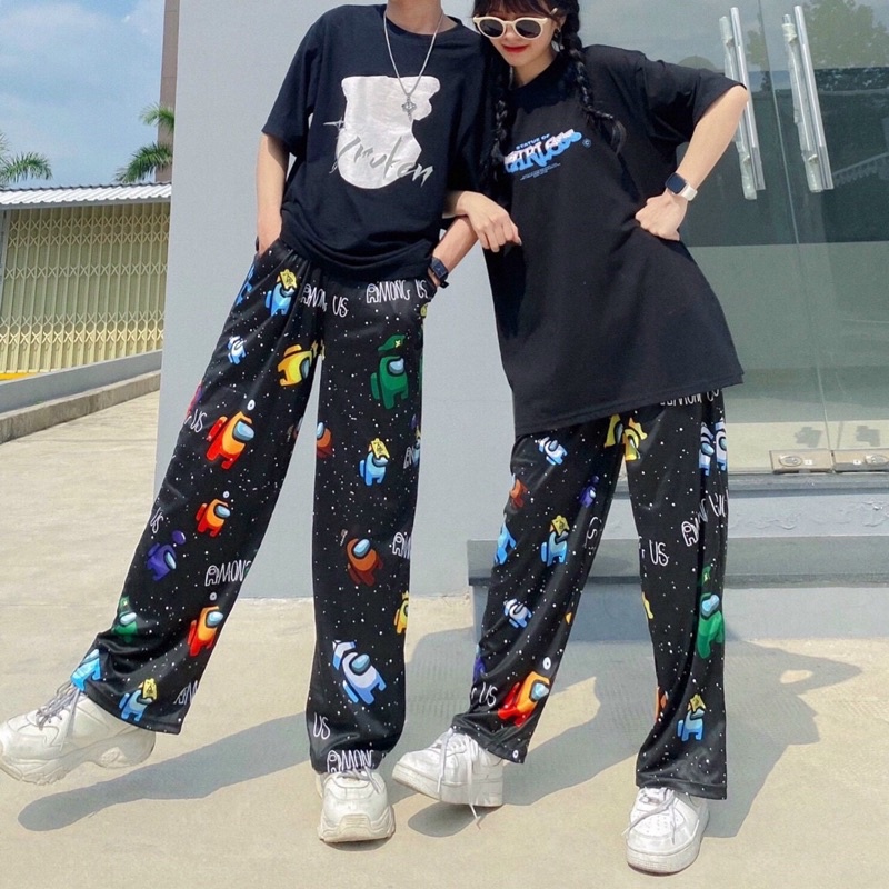 [Mã SKAMFSW175 giảm 10K đơn 50K] Quần dài ống rộng unisex quần thun hoạ tiết hoạt hình cartoon pant SIB035