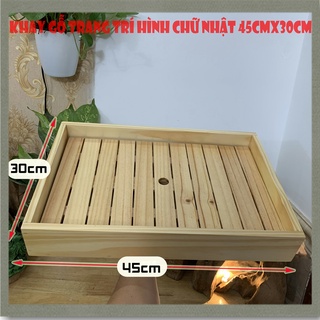 [45cm x 30cm] Khay gỗ trang trí món ăn - khay gỗ đựng đồ ăn phong cách Nhật Bản - Gỗ thông