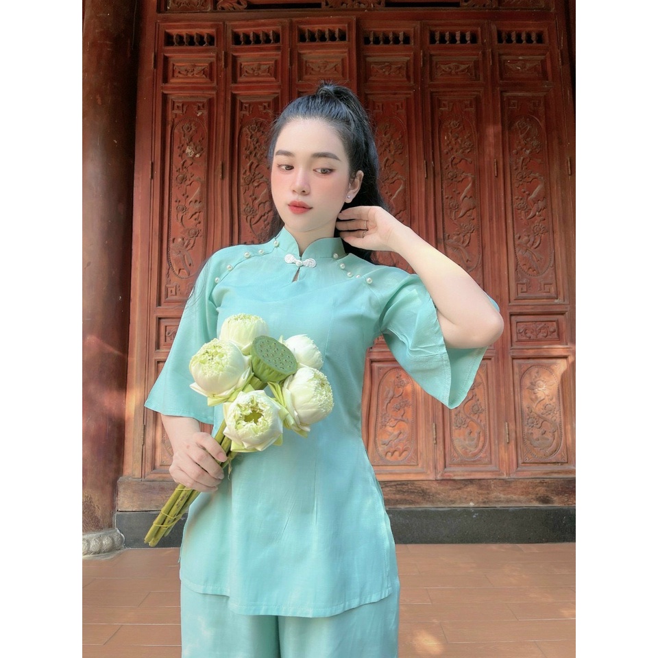 Đồ Lam Đi Chùa # Bộ Xô Nhật Cổ Giọt Nước# Quần Áo Nữ Cao Cấp