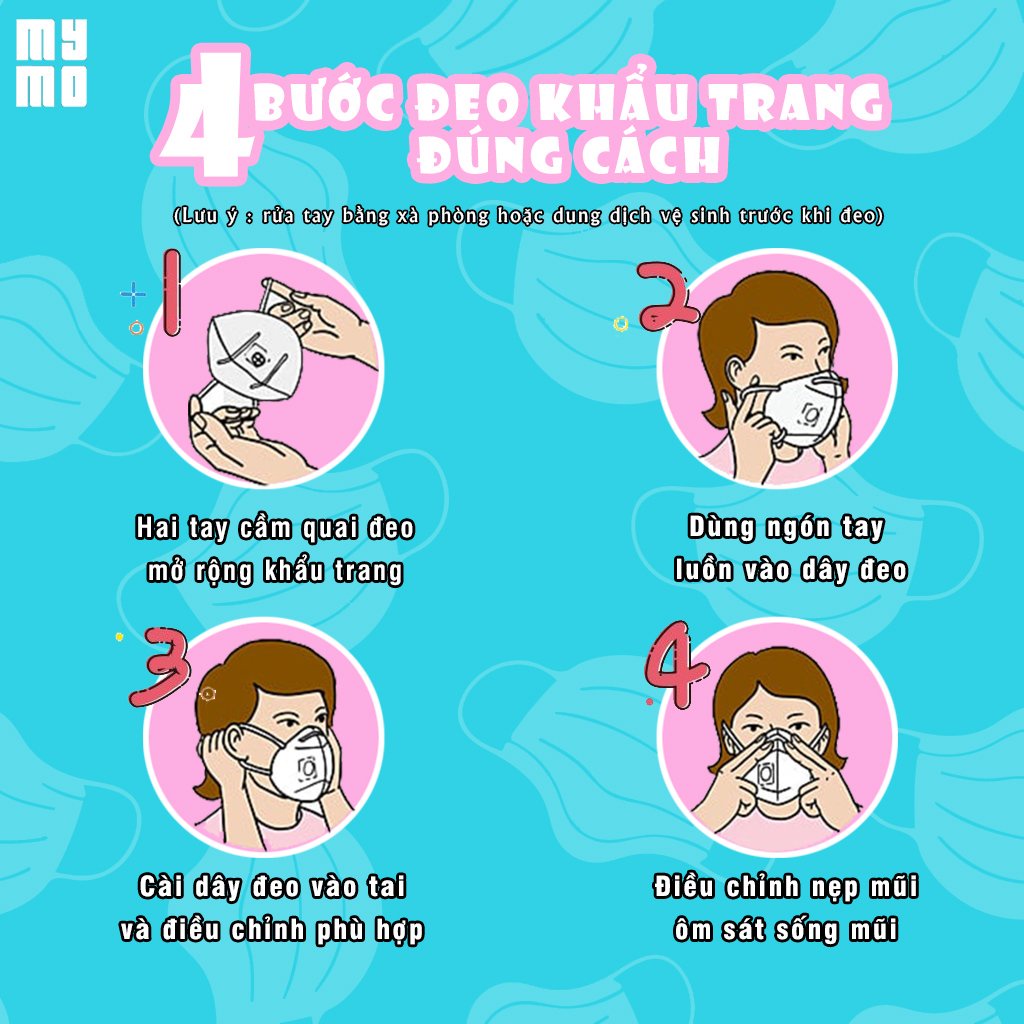 Khẩu trang dành cho bé kháng khuẩn Mymo Mask n95 cao cấp x2 lớp vi lọc cao phân tử tái sử dụng