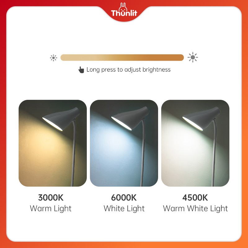 Đèn học Thunlit có hộp đựng bút cắm USB 3 nhiệt độ màu có thể điều chỉnh độ sáng