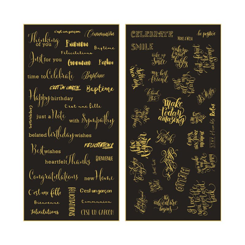 2 Tấm nhãn dán trang trí album màu vàng đồng nhiều kiểu dáng đa năng tiện dụng chất lượng cao