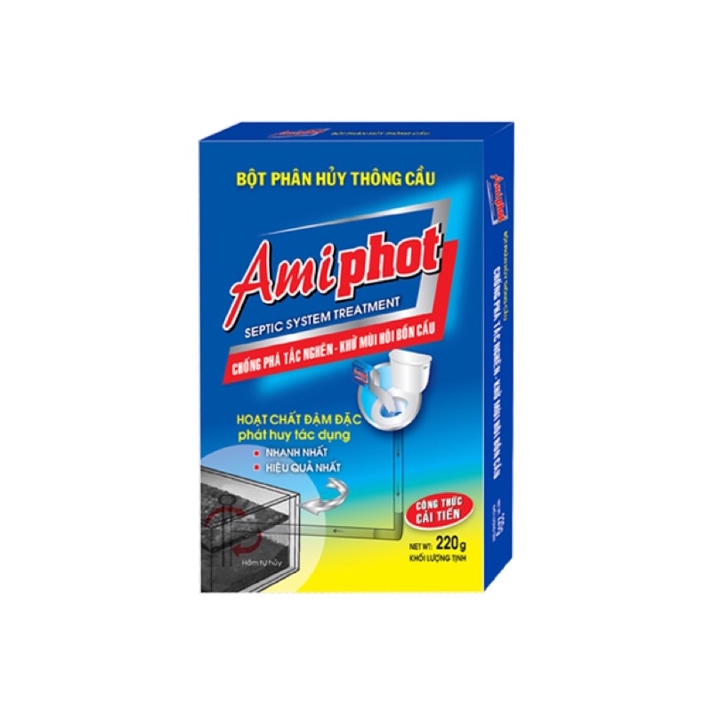 Bột Thông Cầu Amiphot 220gram bột vi sinh tạo vi sinh có lợi phân huỷ cầu thân thiện môi trường không hại ống nước