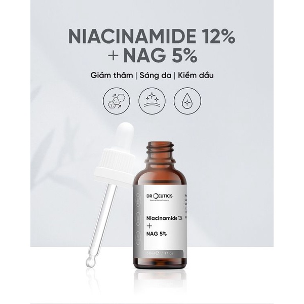 Combo 2 Sản Phẩm Giúp Da Căng Bóng, Chắc Khoẻ DrCeutics ( Vitamin C 16% 30ml,  Niacinamide 12% 30ml)