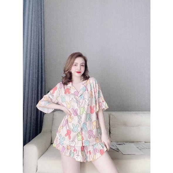 Pijama lụa đùi hoạ tiết siêu ngọt ngào