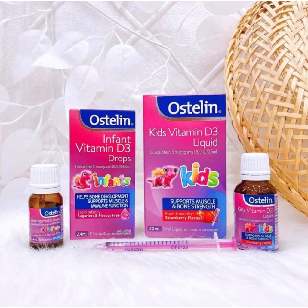 Siro VITAMIN D3 OSTELIN Dạng DROP 2,4ML/LIQUID 20ML ÚC Cho Bé