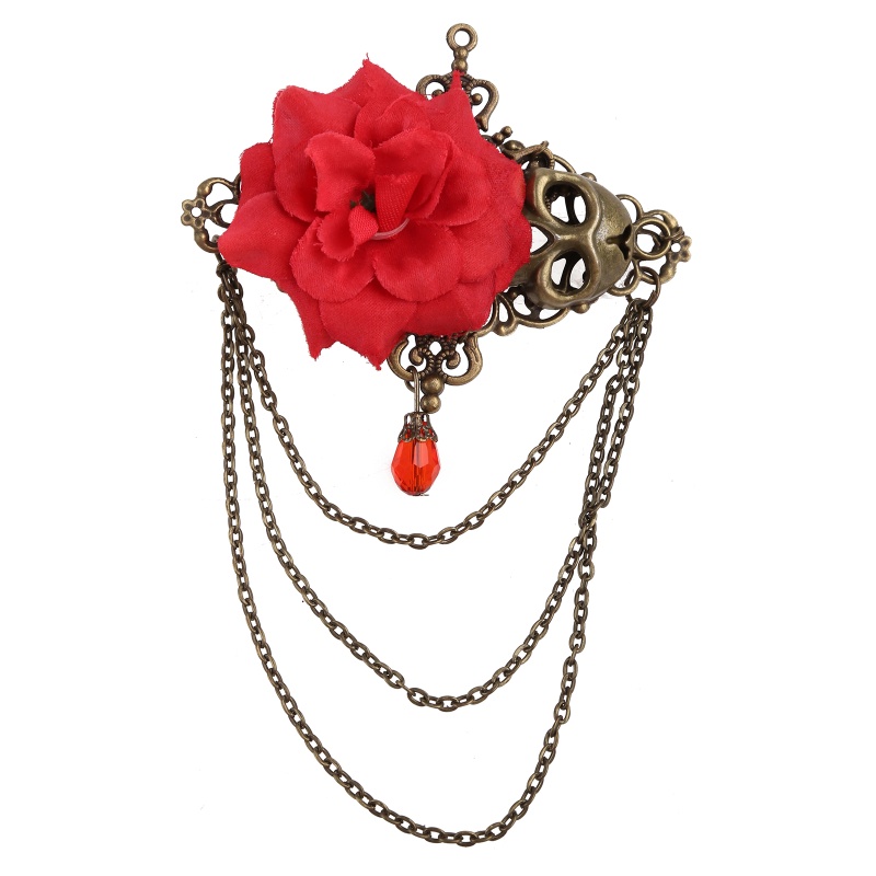Xiangbao Kẹp Tóc 2 Trong 1 Hình Bộ Xương Hoa Hồng Chống Trượt Phong Cách Goth