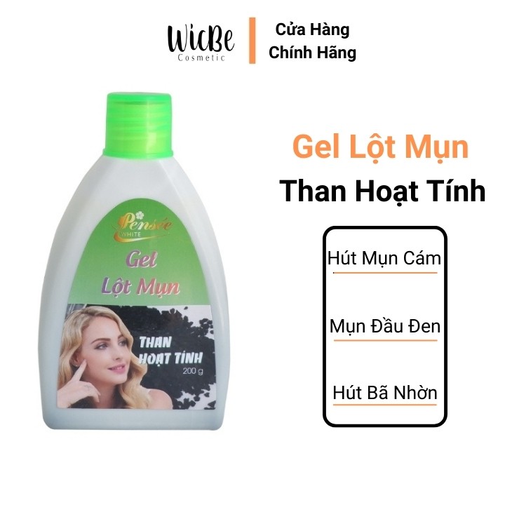 Gel lột mụn đầu đen, mụn cám than tre hoạt tính Wicbe 200g, gel hút mụn than tre Wicbe