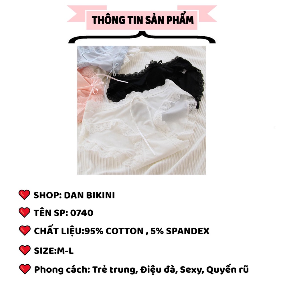 Quần Lót Ren Nữ viền ren kháng khuẩn hoạ tiết viền ren sexy điệu đà MÃ 0740