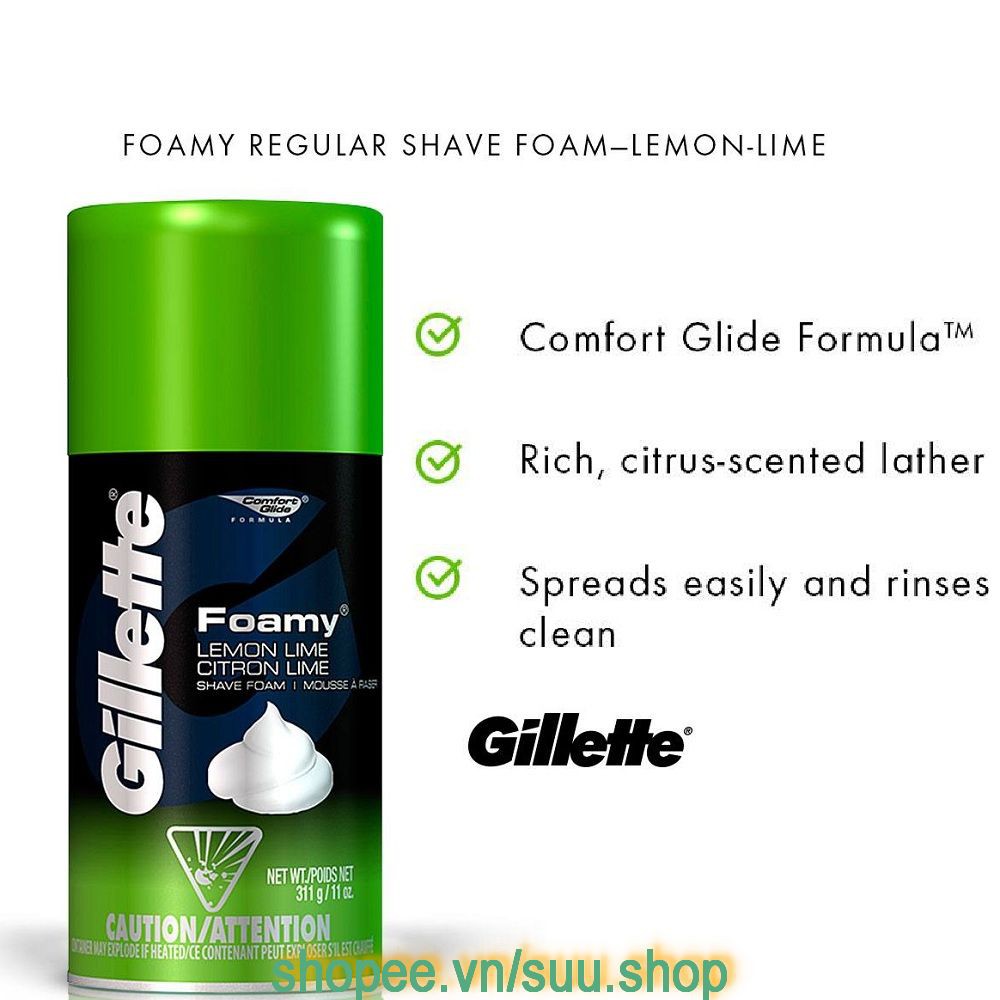 Bọt cạo râu Gillette 175ml suu.shop cam kết 100% chính hãng