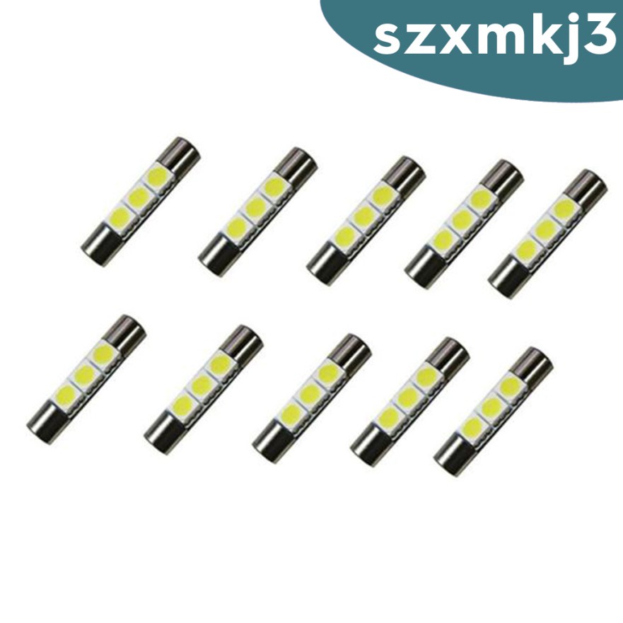 Set 10 Đèn LED 28mm-31mm Cầu Chì 5050 3SMD Ánh Sáng Trắng